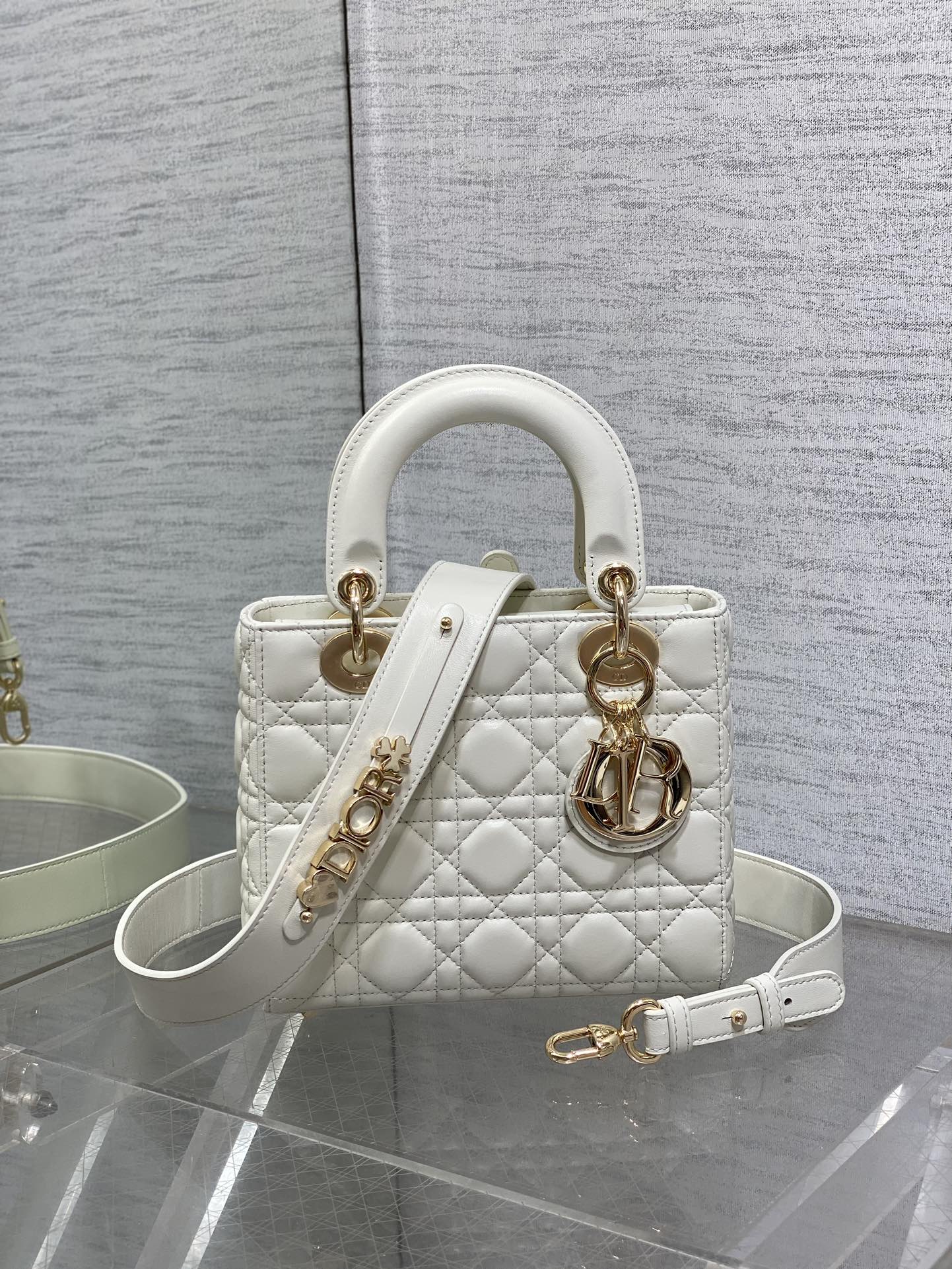 Small Lady Dior My ABCDior Bag Latte Cannage Lambskin